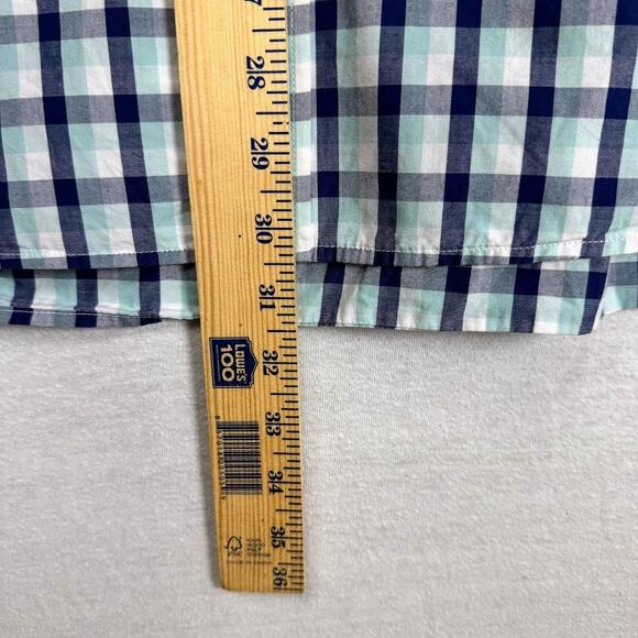 Vineyard Vines Slim Fit Whale Button Down Shirt Navy Teal Check Men's XL - Picture 9 of 10